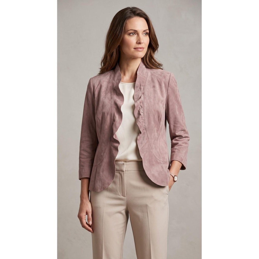 VTG 90s Y2K Spiegel Mauve Suede Leather Blazer Jacket Office Siren Retro M